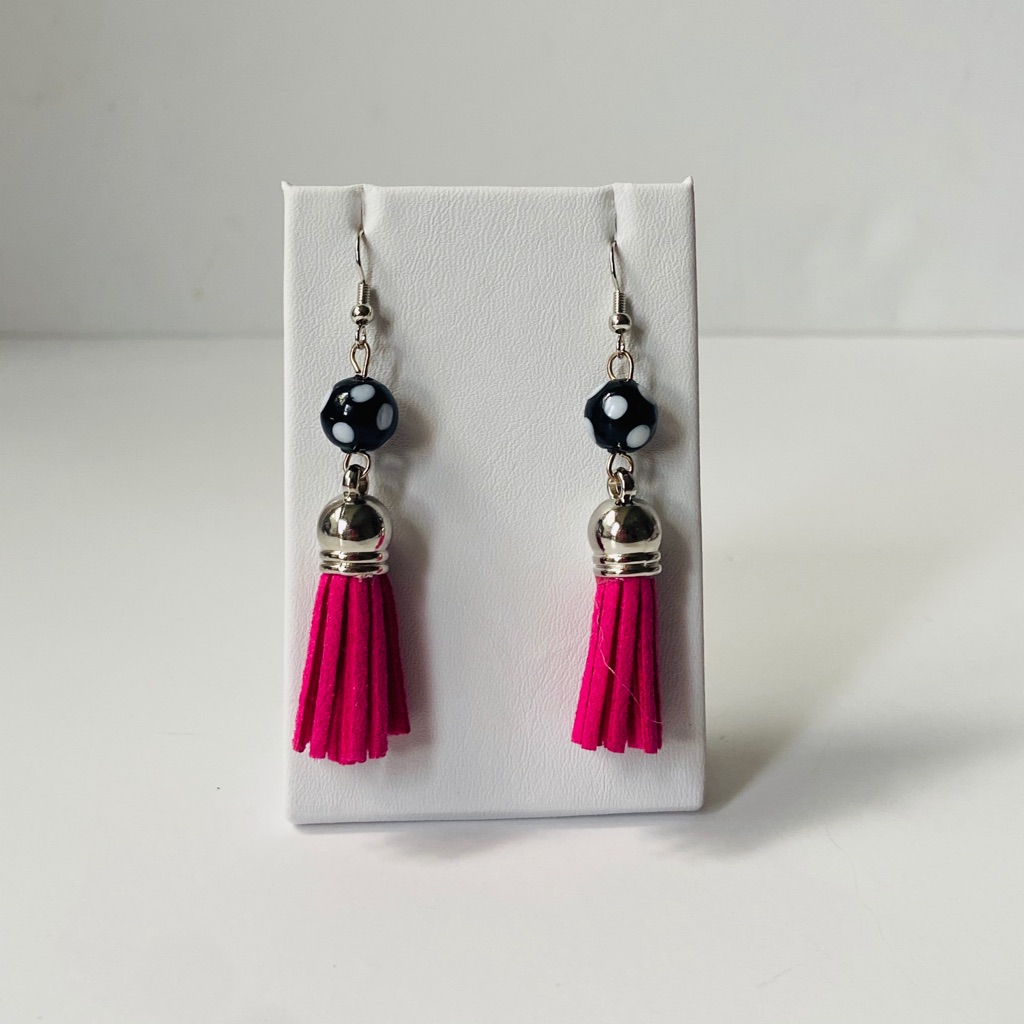 Pink Tassel Conta Di Odjo Earrings.
